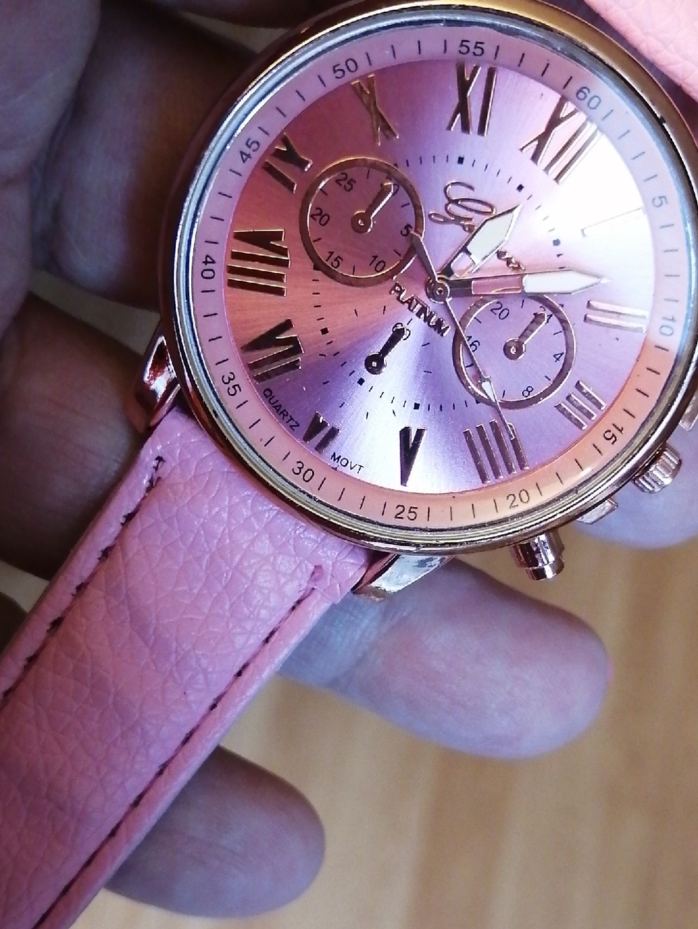 Hot Pink Geneva Platinum Rose Gold Tone And Pink Strap, Has Battery